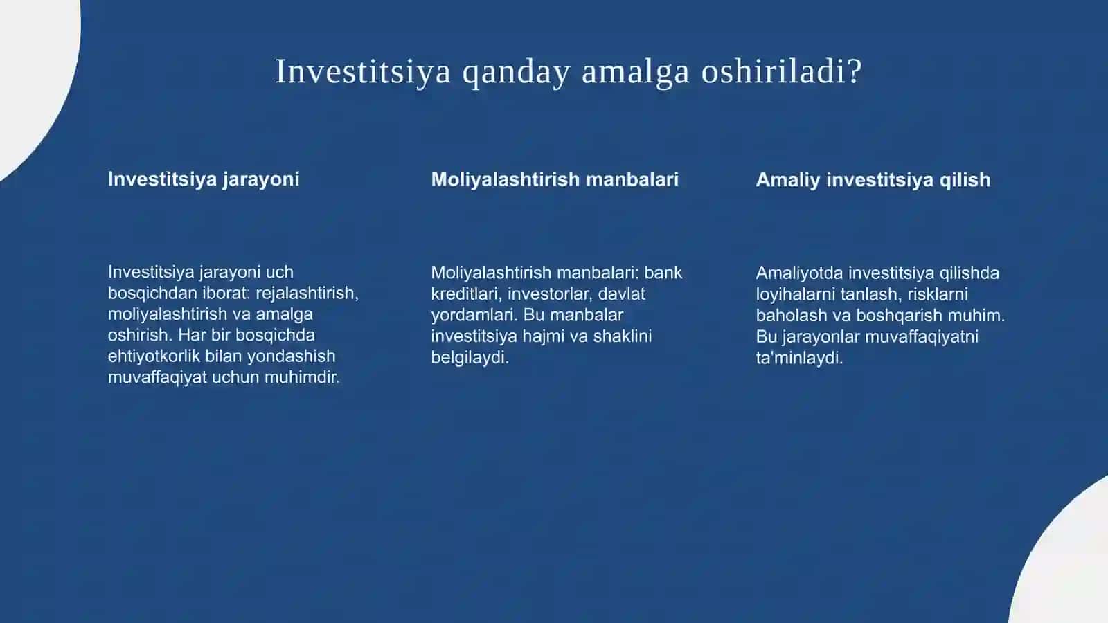 Investitsiya xaqida 4