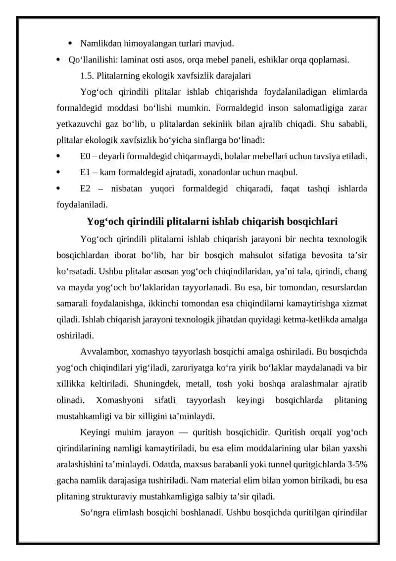 Yog’och qirindili plita ishlab chiqarish texnologiyasi. 4