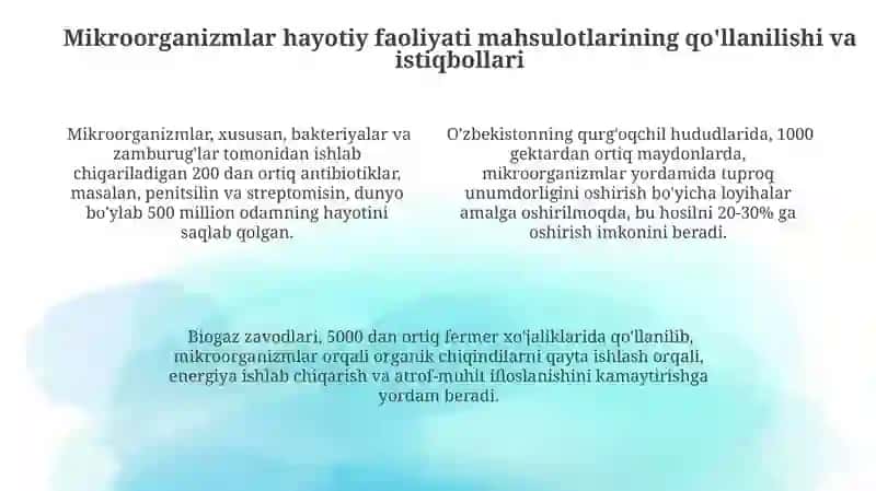 Mikroorganizmlar hayotiy faoliyati mahsulotlari 4