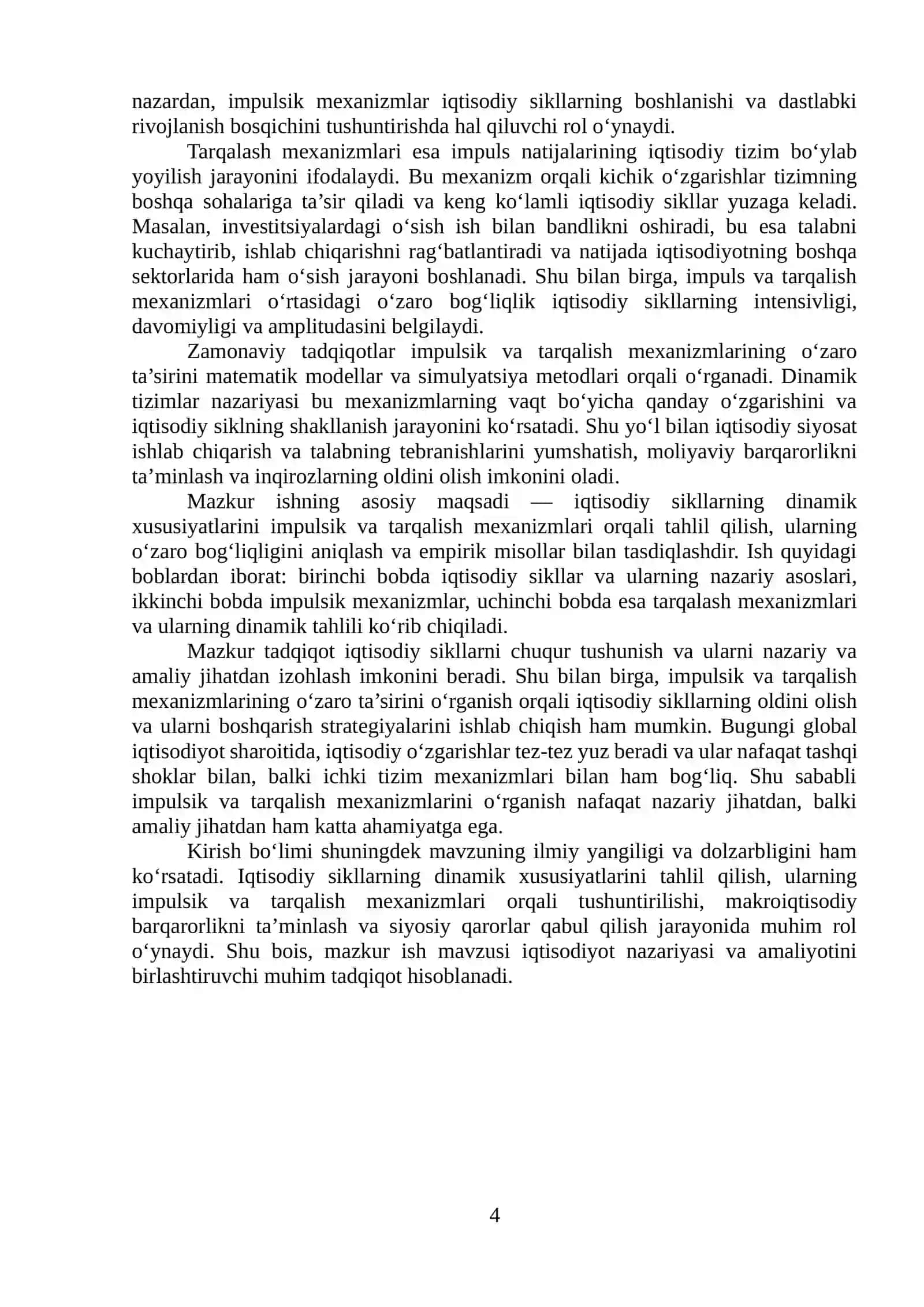 Iqtisodiy sikllarning dinamik tahlili impulsik va tarqalash mexanizmlari 4