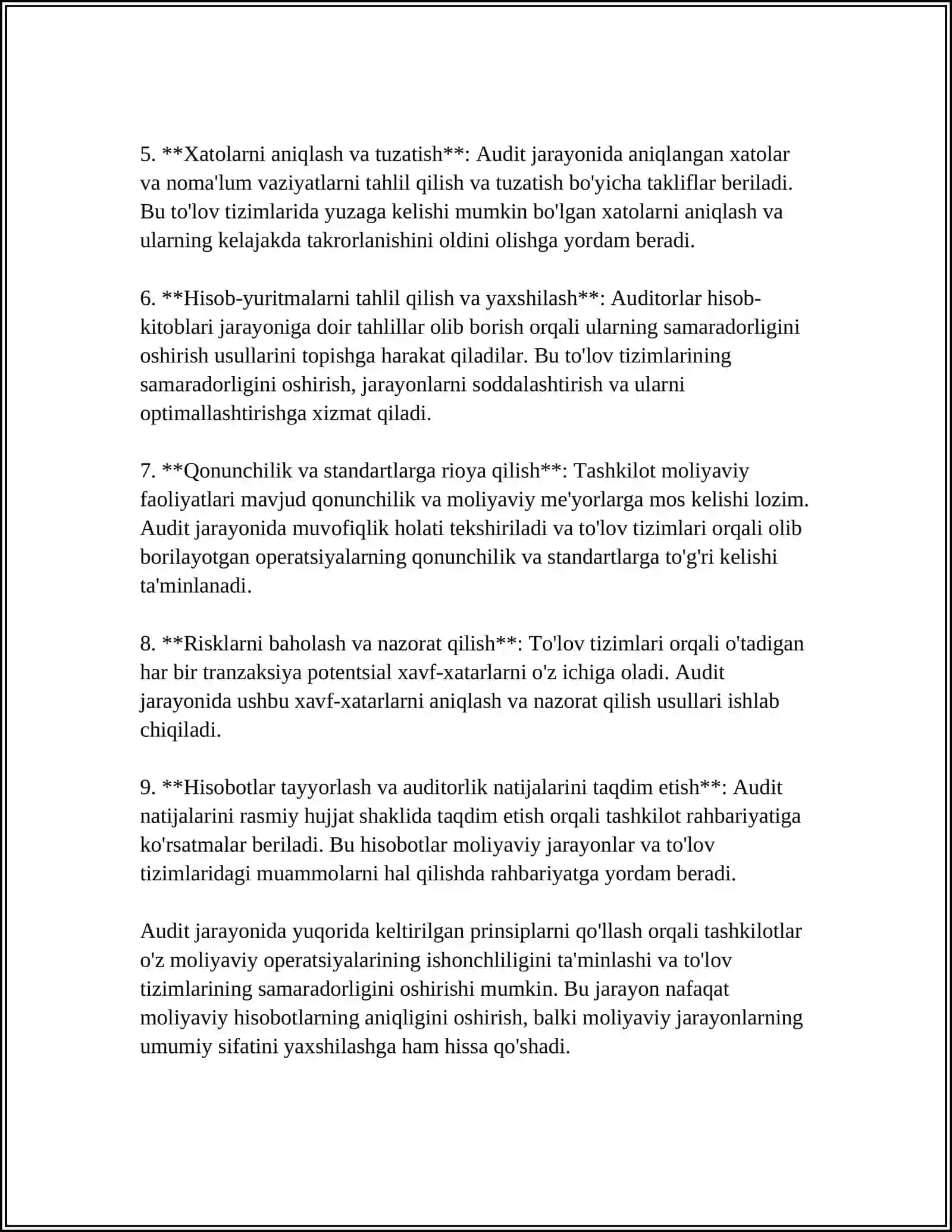 TO'LOV TIZIMLARI VA HISOB-KITOBLARNI AUDIT QILISH 4