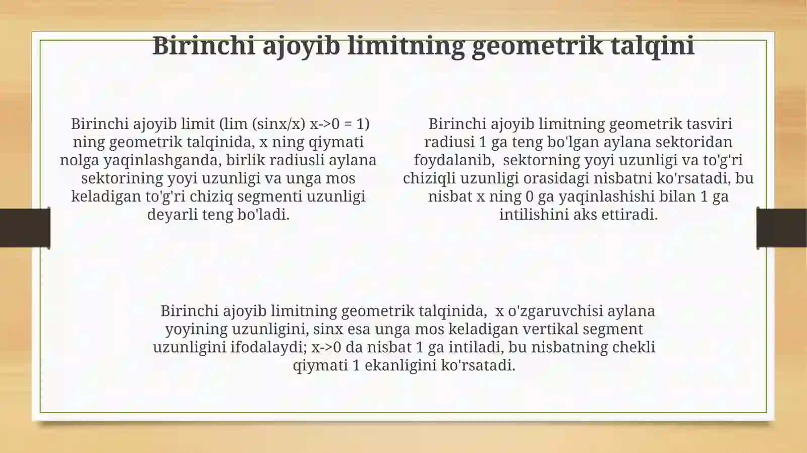 Birinchi va ikkinchi ajoyib limitlar 4