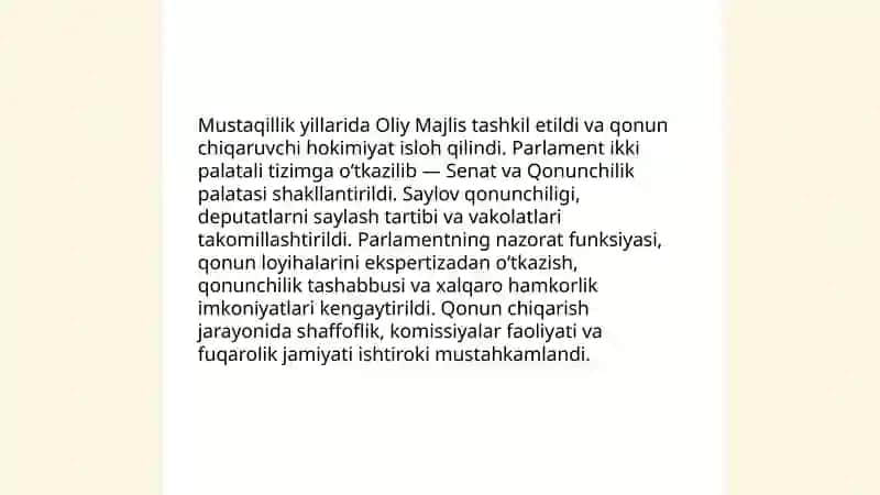 Mustaqillik yillarida davlat boshqaruvi tizimida amalga oshirilgan islohotlar 4
