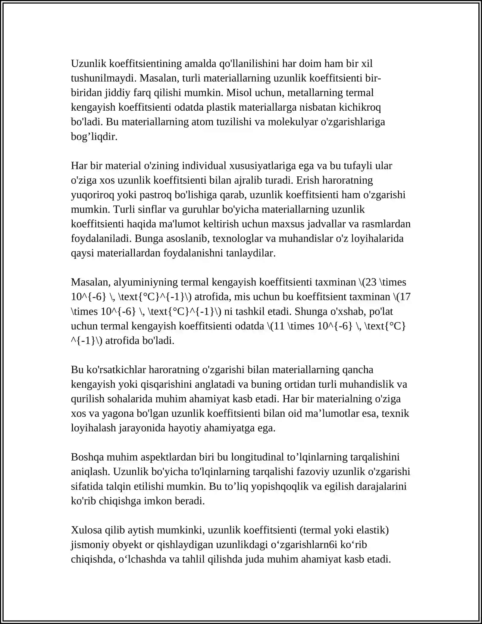 USTUNNING HISOBIY UZUNLIGI KOEFISIENTINI HISOBLASH 4