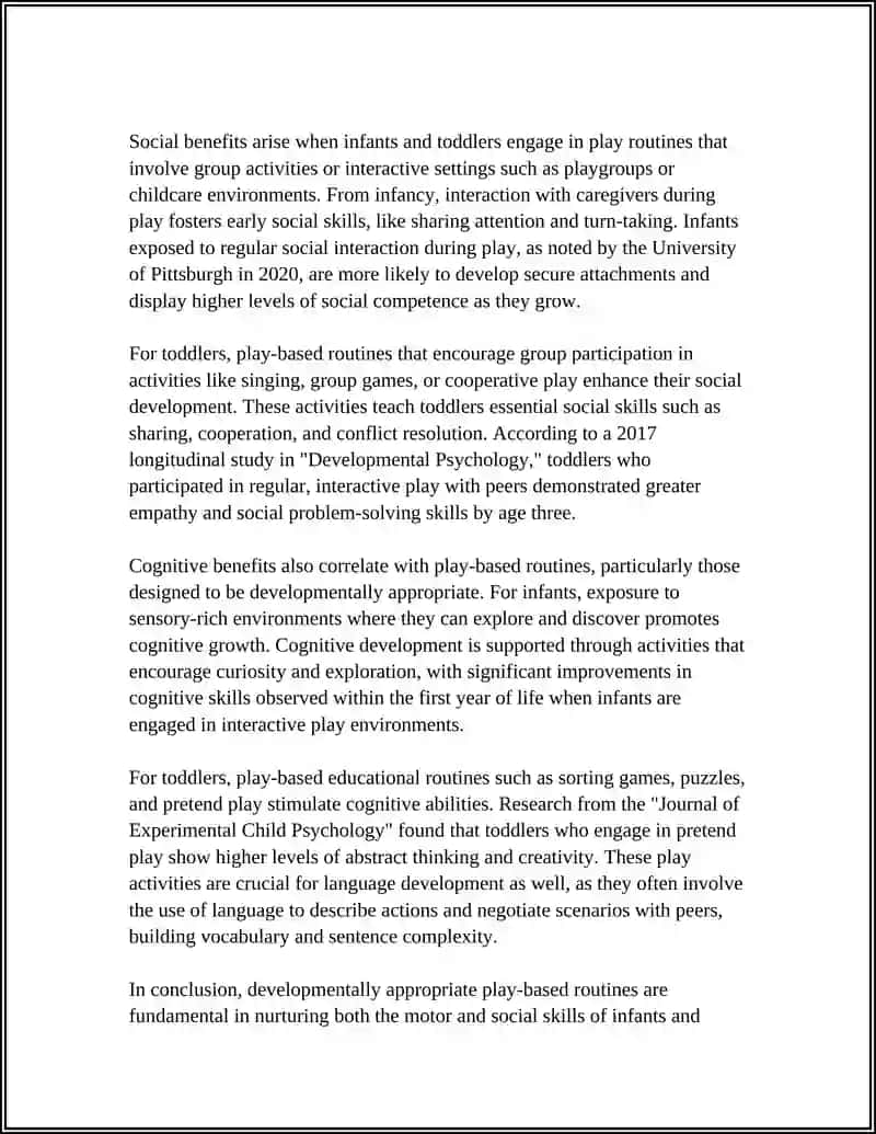 Developmentally Appropriate Play-Based Routines for Infants and Toddlers: Motor Skill and Social Benefits 4