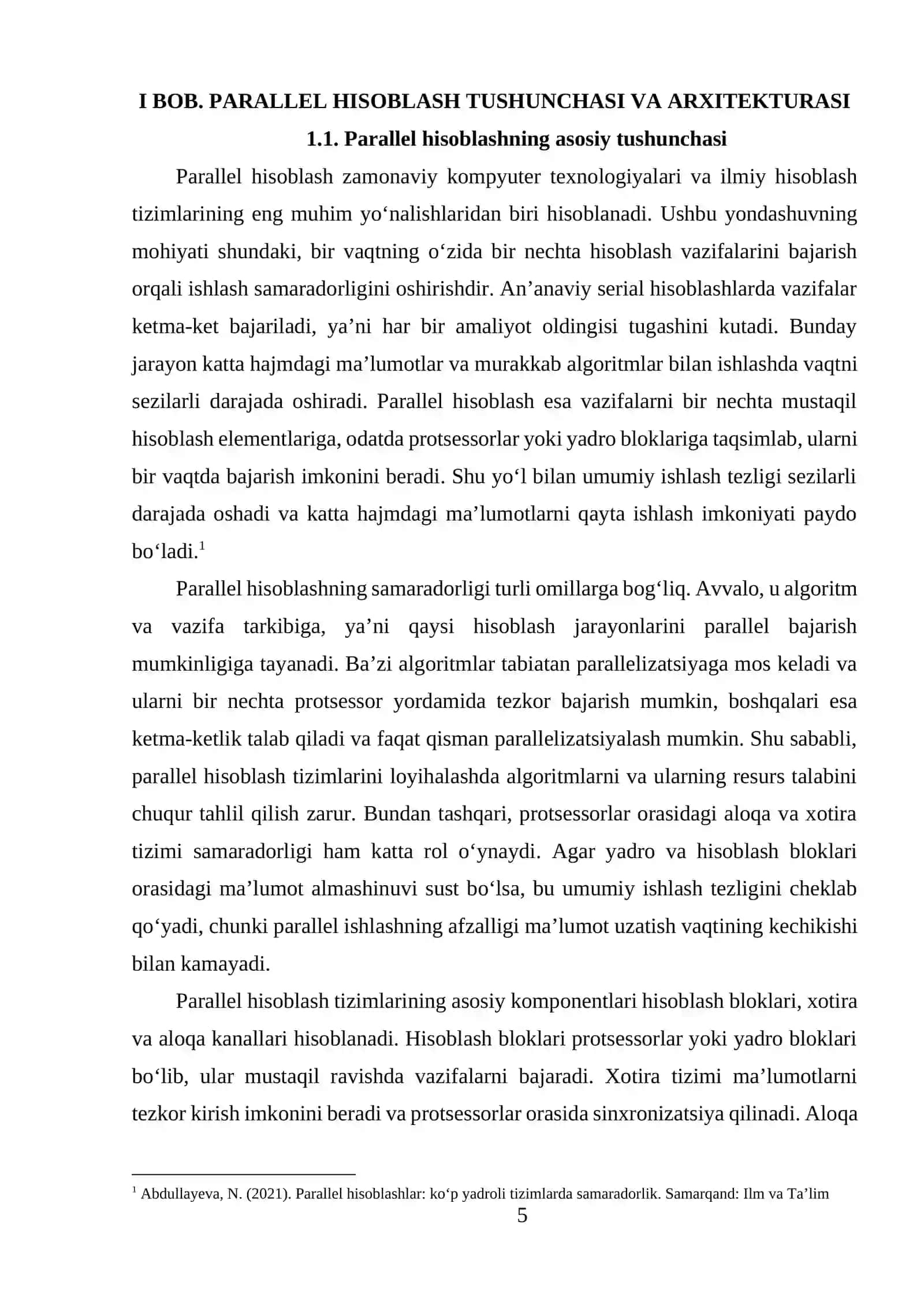 PARALLEL HISOBLASHLARGA ASOSLANGAN KOMPYUTERLAR VA KOMPYUTER TIZIMLARI 4