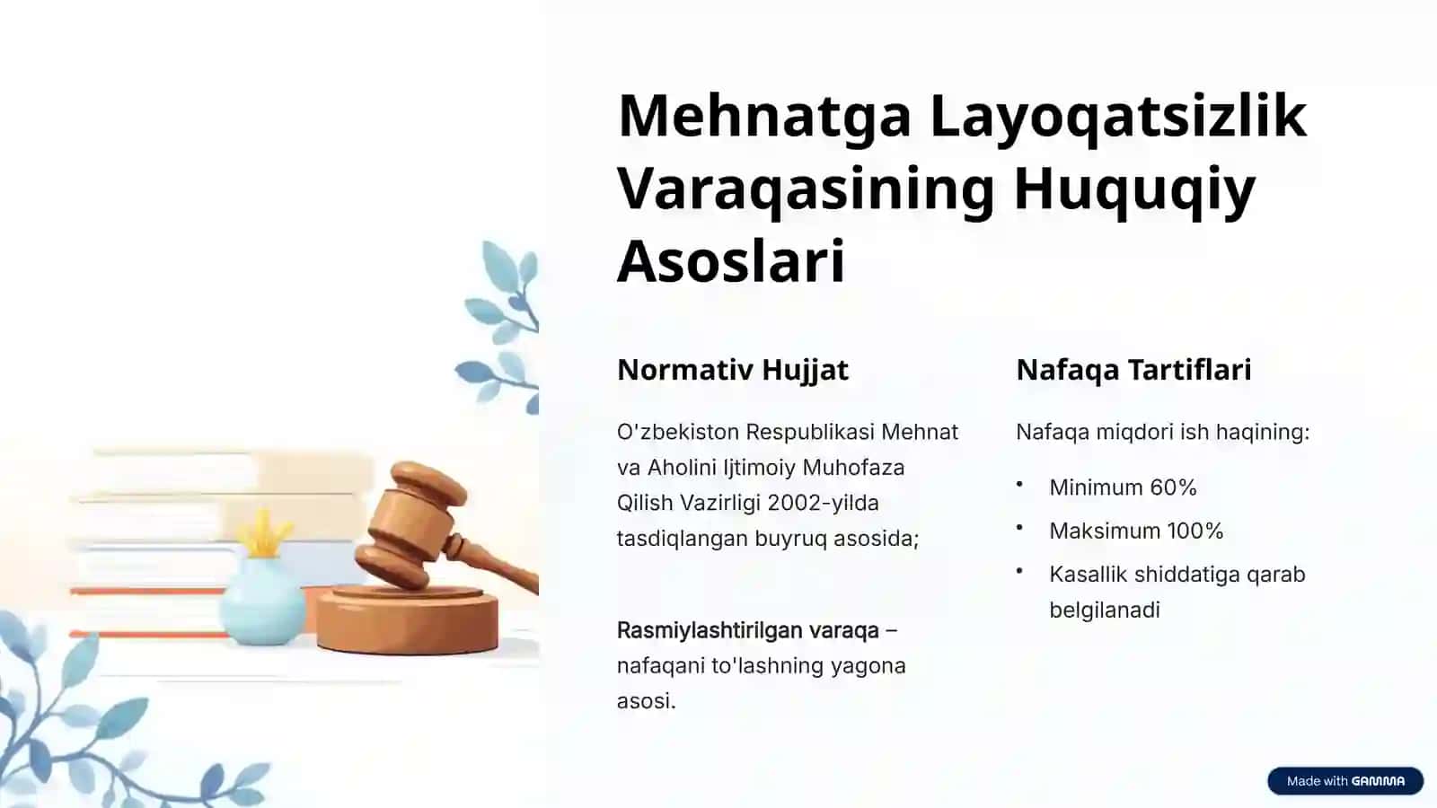 Vaqtinchalik va Turg'un Holatdagi Mehnatga Layoqatsizlikning Shifokorlik Ekspertizasini Tashkil Etish 4