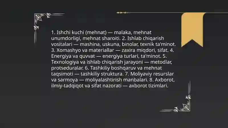Ishlab chiqarish harakatlari va uning tarkibi 4