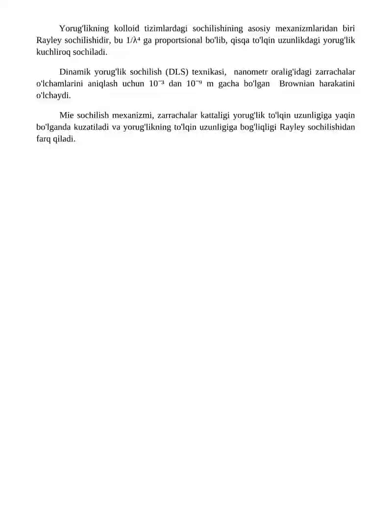 Kolloid Tizimlar va Nurlarning Yutilishi 4