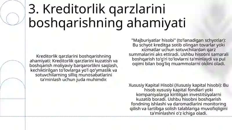 Majburiyatlar Hisobi. Xususiy Kapital Hisobi 4