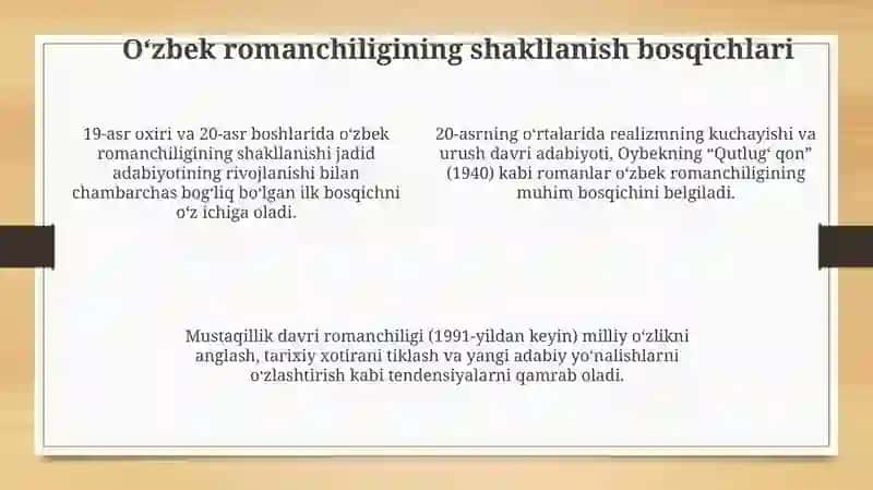 Epik tur janrlari hikoya qissa va roman janrlari. Õzbek romanchilik taraqqiyoti 4