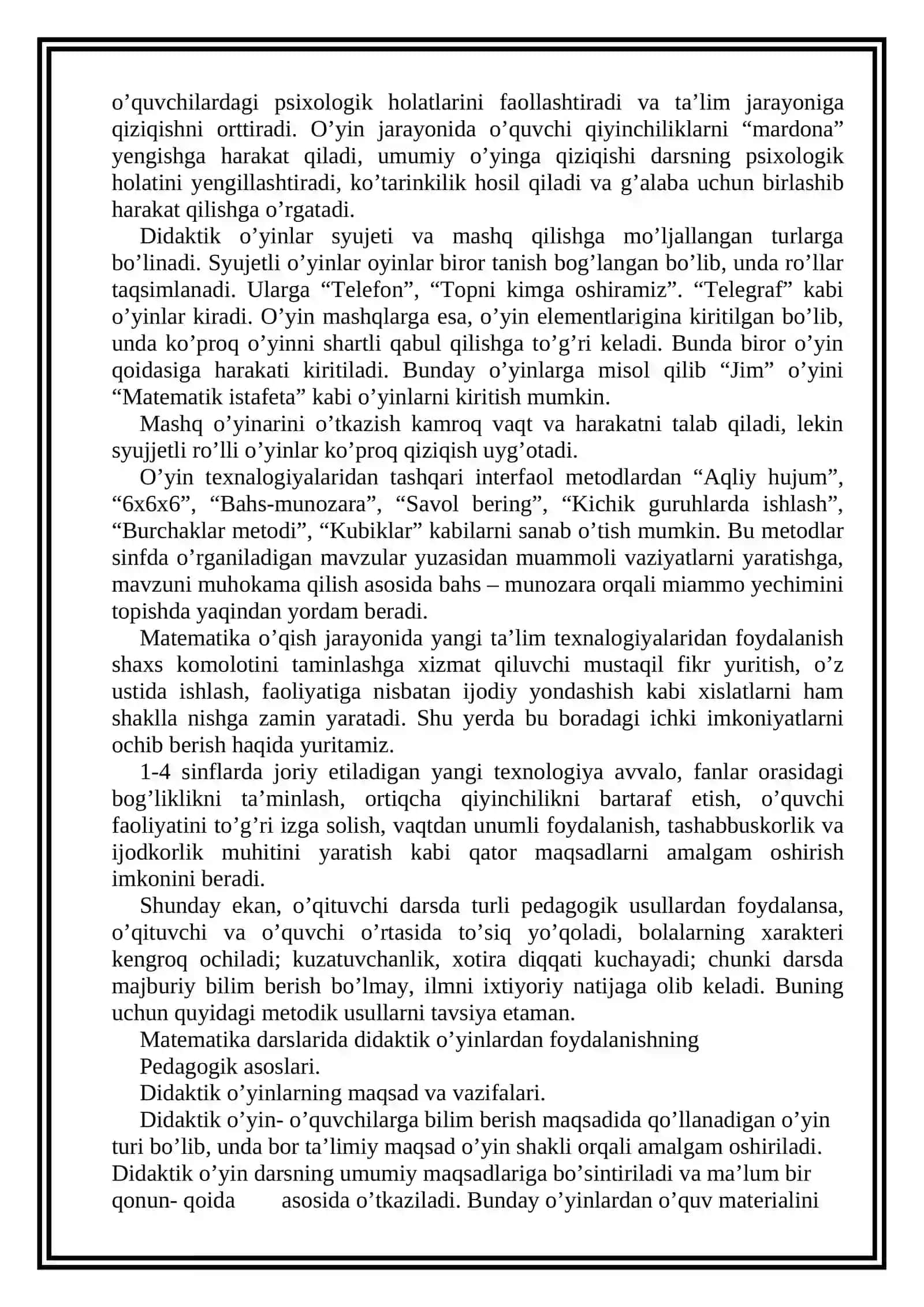 Matematika darslarida didaktik o’yinlarning ta’limiy – tarbiyaviy ahamiyati 4