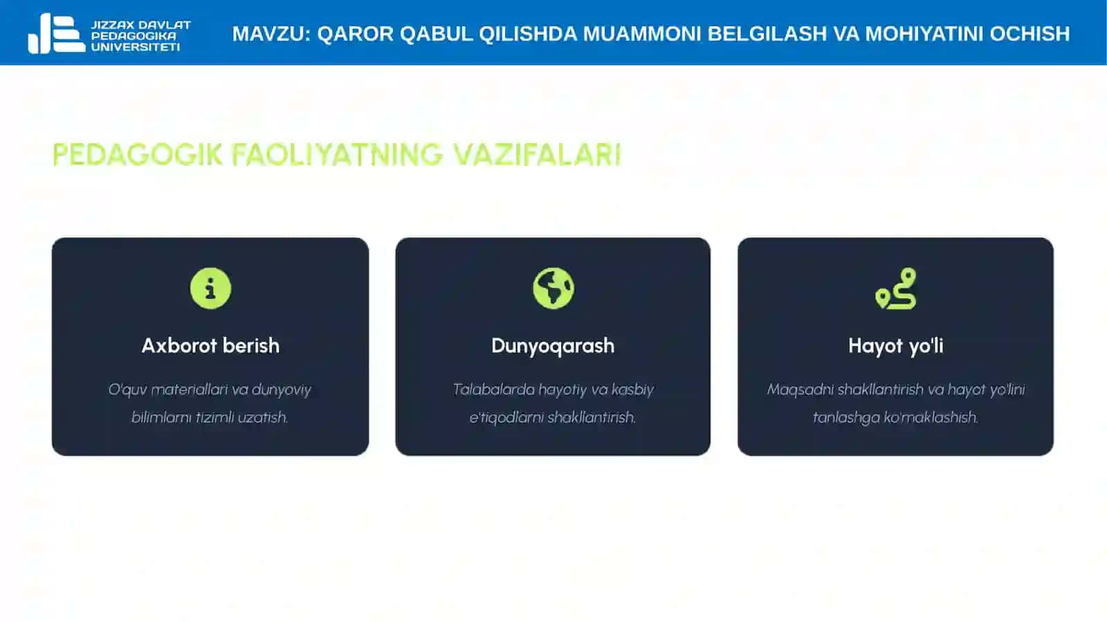 4-mavzu. Qaror qabul qilishda muammoni belgilash va mohiyatini ochish 4