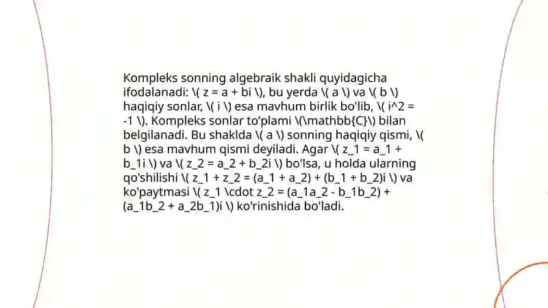 Kompleks sonlar ustida ammalar 4