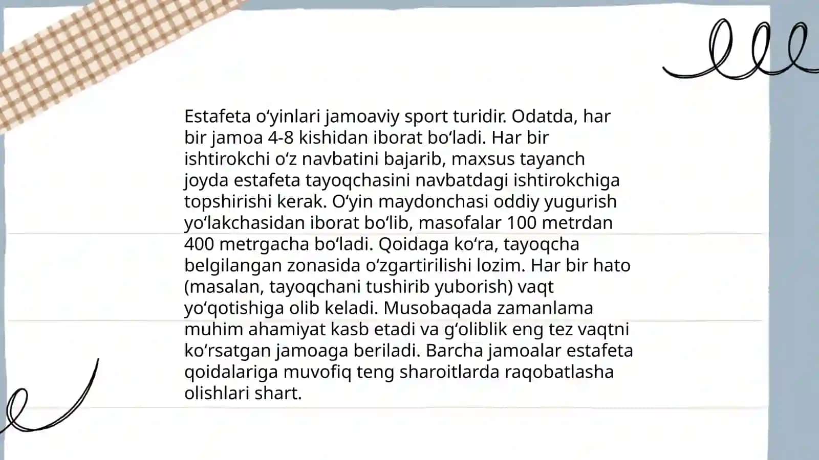Estafeta oʻyinlarini oʻtkazish metodikasi 4
