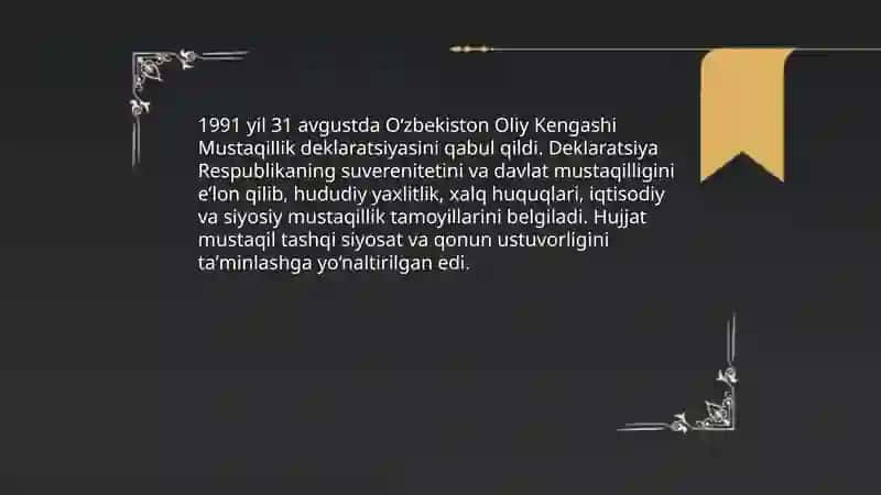 O'zbekistonning mustaqillik yo'lidagi ilk qadamlari 4