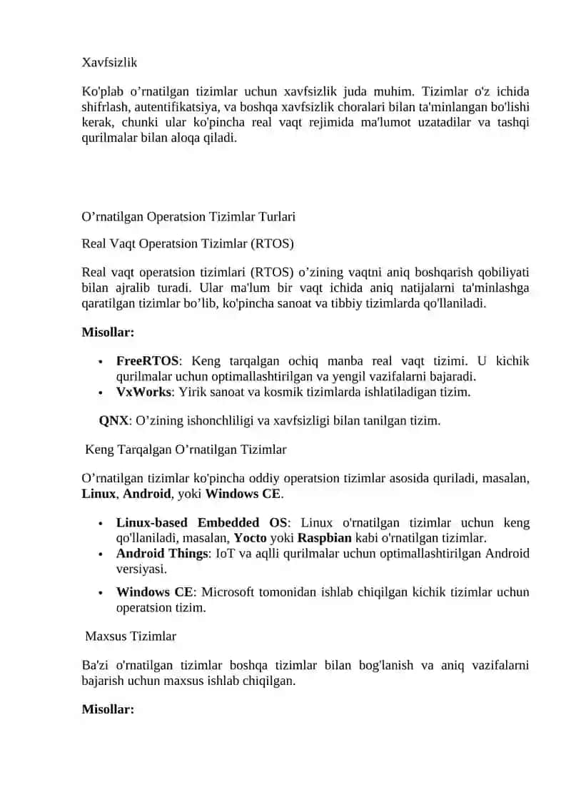 O’rnatilgan operatsion tizimlar ulanishlar 4