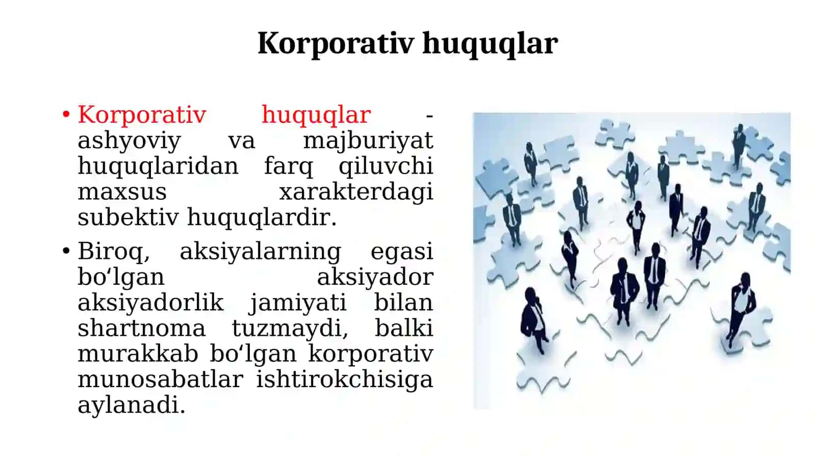 Ishtirokchilar va aksiyadorlarning korporativ huquq va majburiyatlari 4