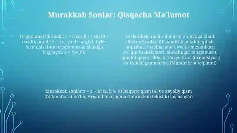 Kompleks sonlarning geometrik ma'nosi va trigonometrik shakli 4