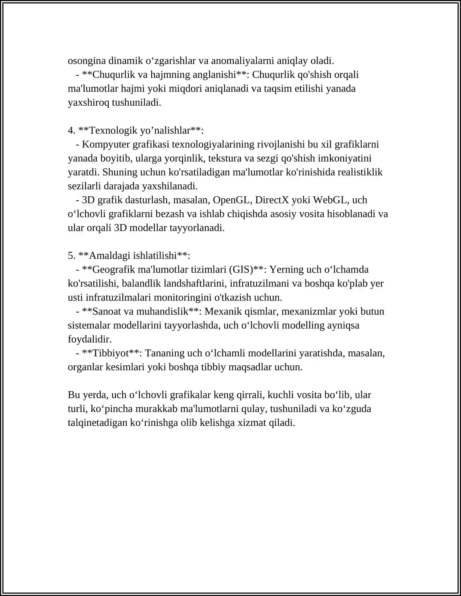 UCH OʻLCHOVLI GRAFIKDA IMKONIYATLARNI LOYIHALASHDA QO'LLASH 4