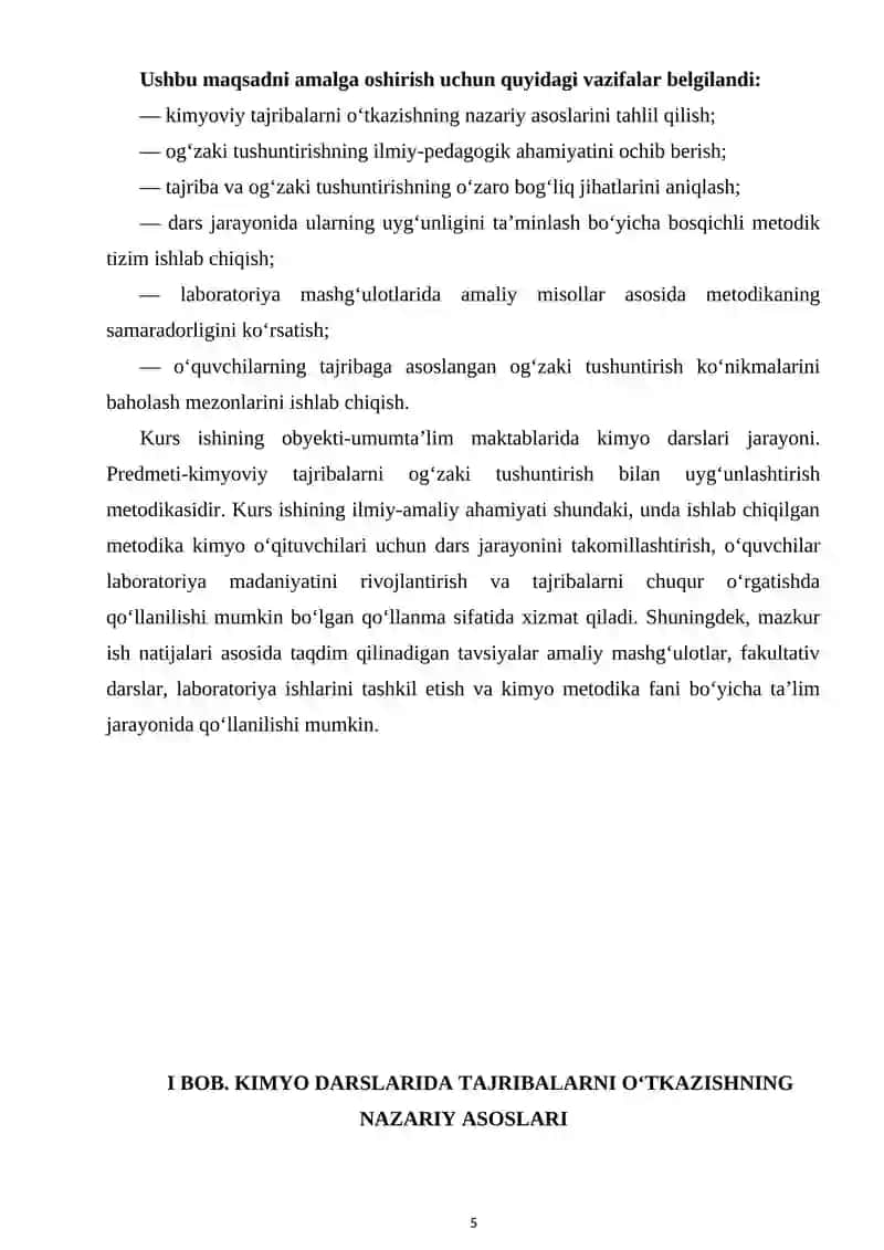 TAJRIBA O‘TKAZISH VA ULARNI OG‘ZAKI TUSHUNTIRISH BILAN UYG‘UNLASHTIRISH 4