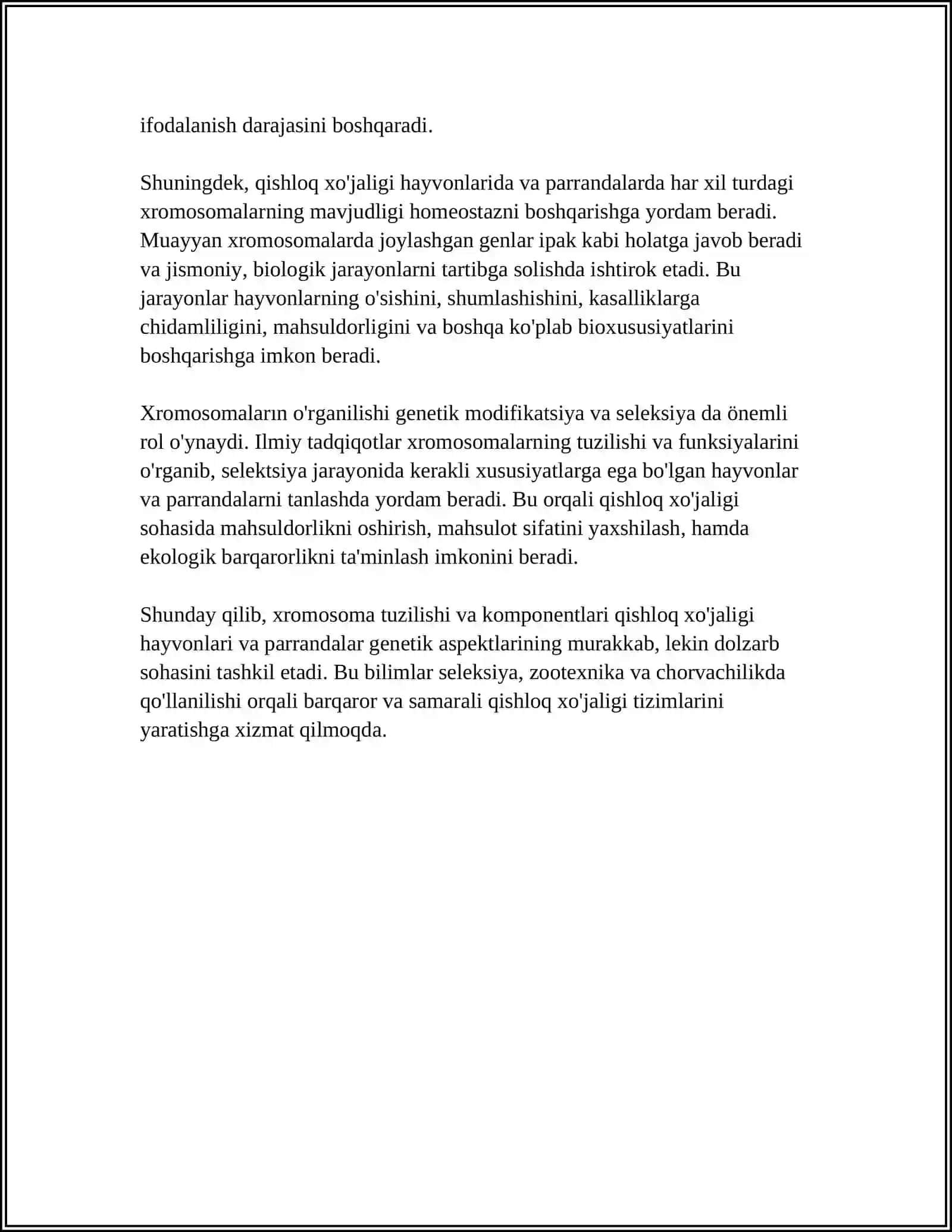 Qishloq xoʻjaligi hayvonlari va parrandalarda xromosoma tuzilishi va komponentlari 4