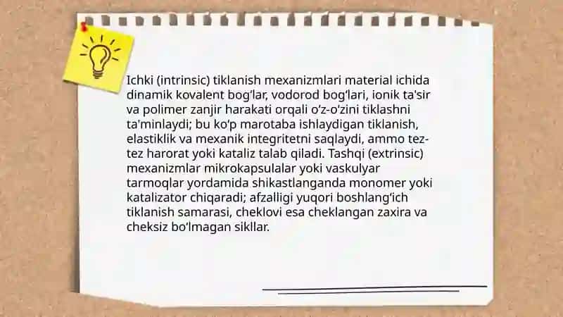 O‘z o'zidan tiklanadigan kompozit materiallar imkoniyatlar va xususiyatlar 4