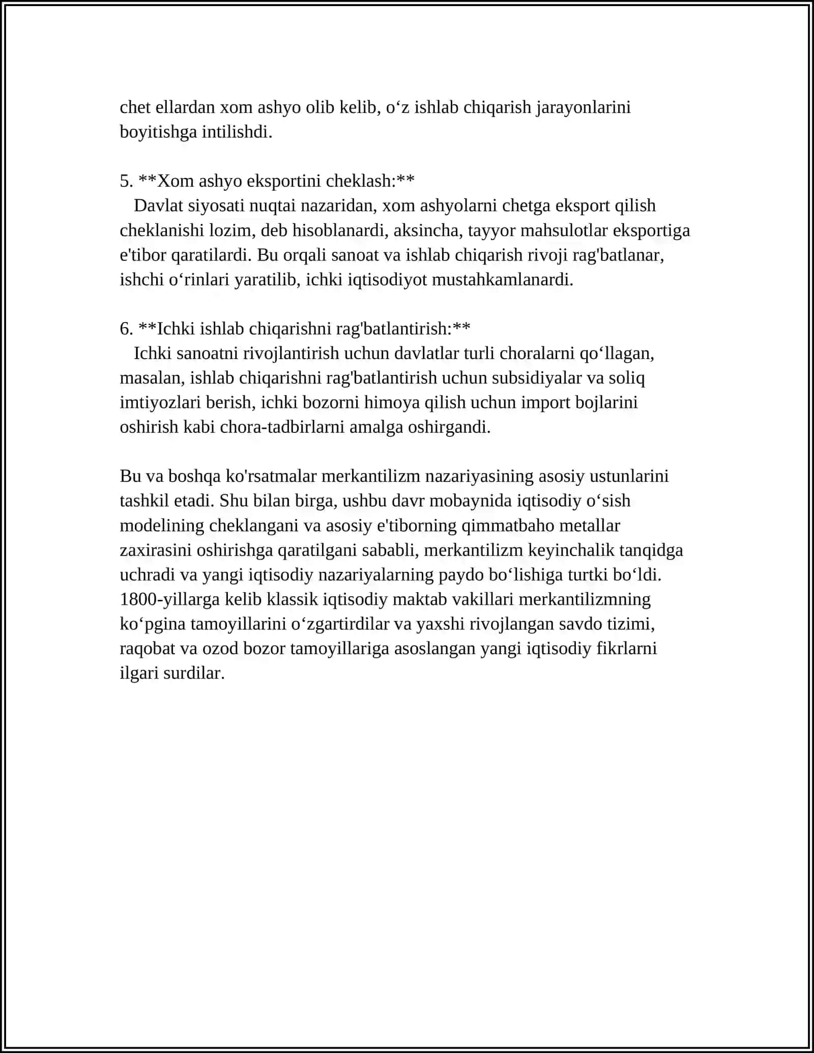 MERKANTILIZM IQTISODIY TAʼLIMOTINING MOHIYATI VA AHAMIYATI 4