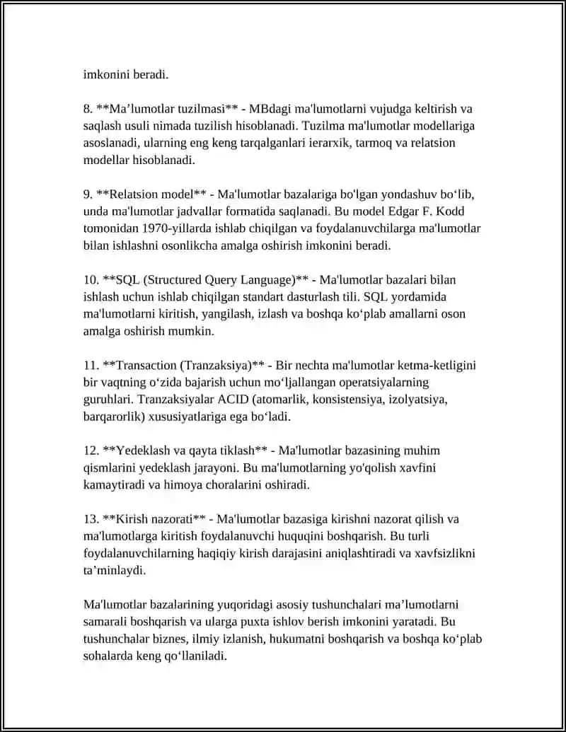 MALIMOTLAR BAZASINI TASHKIL ETISH USULLARI MS ACCESSDA MALIMOTLAR BAZASI YARATISH 4