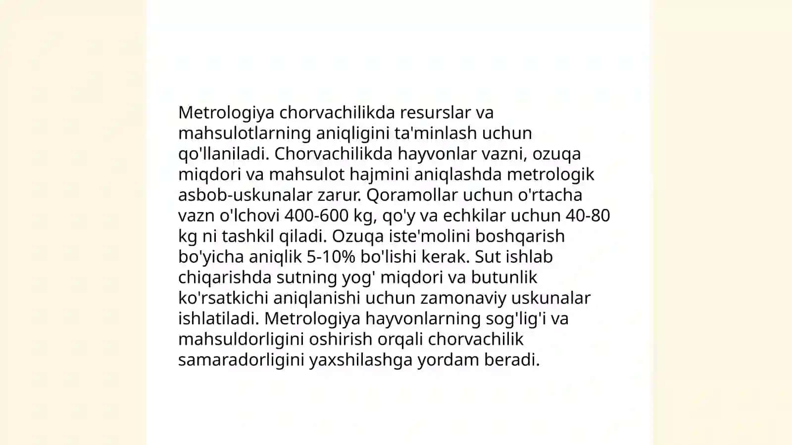 Chorvachilik mahsulotlarini standartlashtirish va metrologiya va sentifikatlash 4
