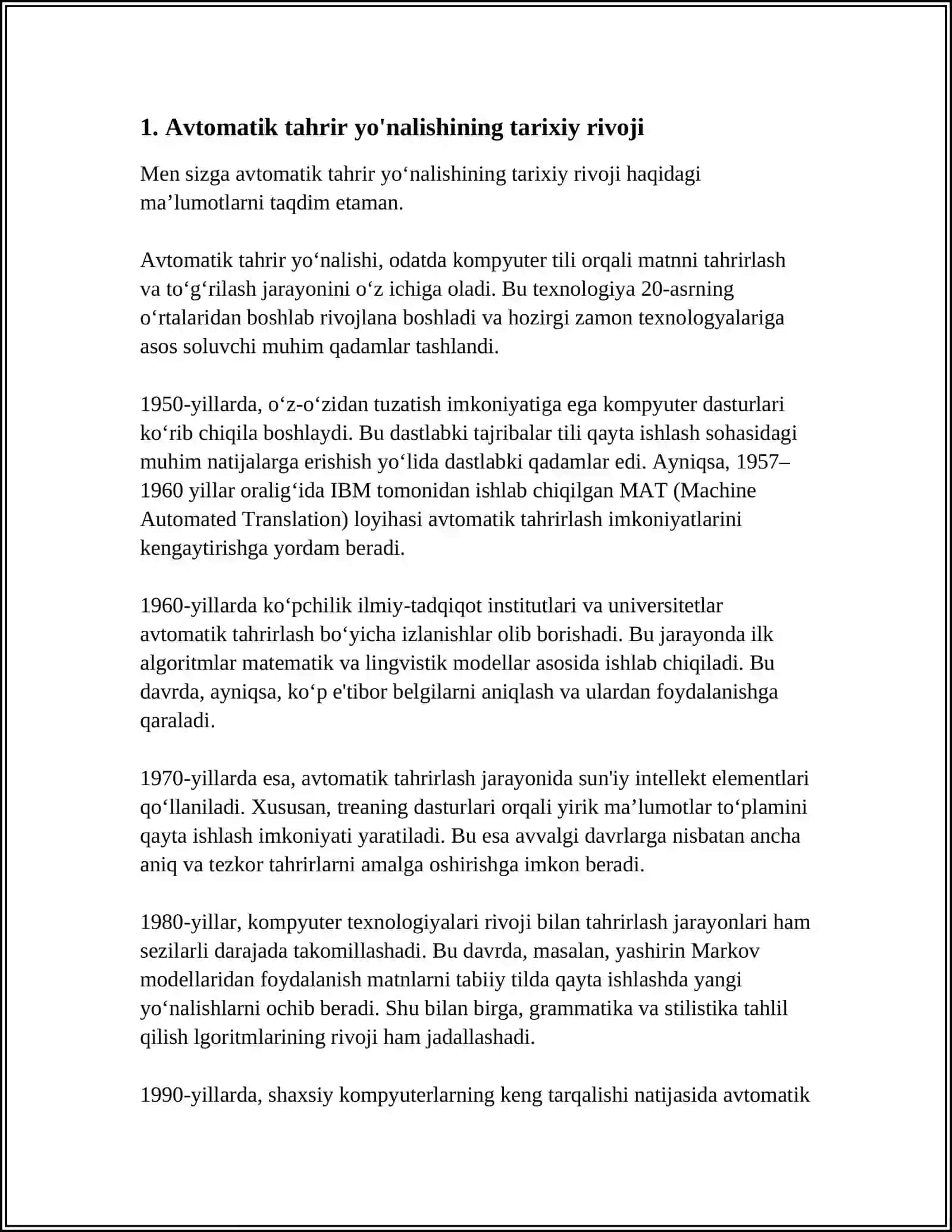 AVTOMATIK TAHRIR YO'NALISHINING VUJUDGA KELISHI, UNING DUNYO TILSHUNOSLIGIDAGI RIVOJI 4