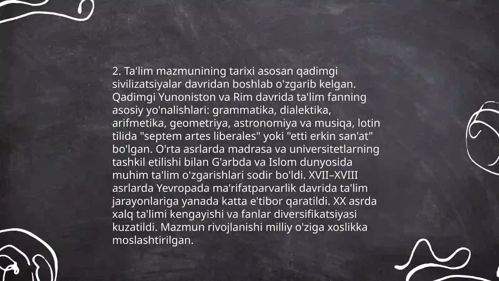 Ta'lim mazmunining belgilanishi va uning tarixiy xarakterini tahlil qilish 4