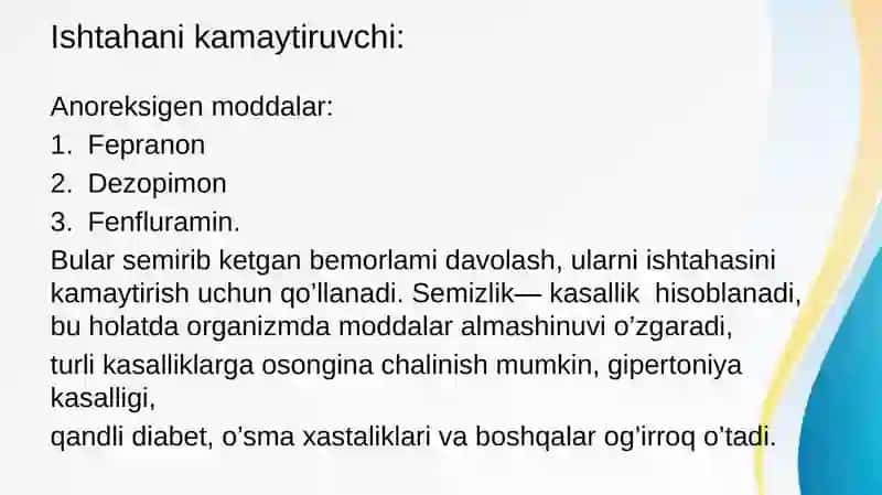 Meda-ichak faoliyatiga ta’sir etuvchi moddalar 4