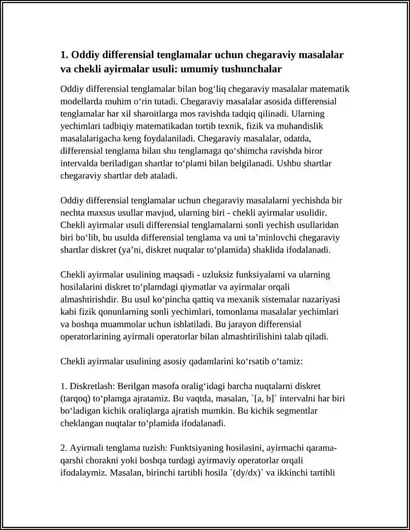 ODDIY DIFFERENSIAL TENGLAMALARNI CHEGARAVIY MASALALAR 4