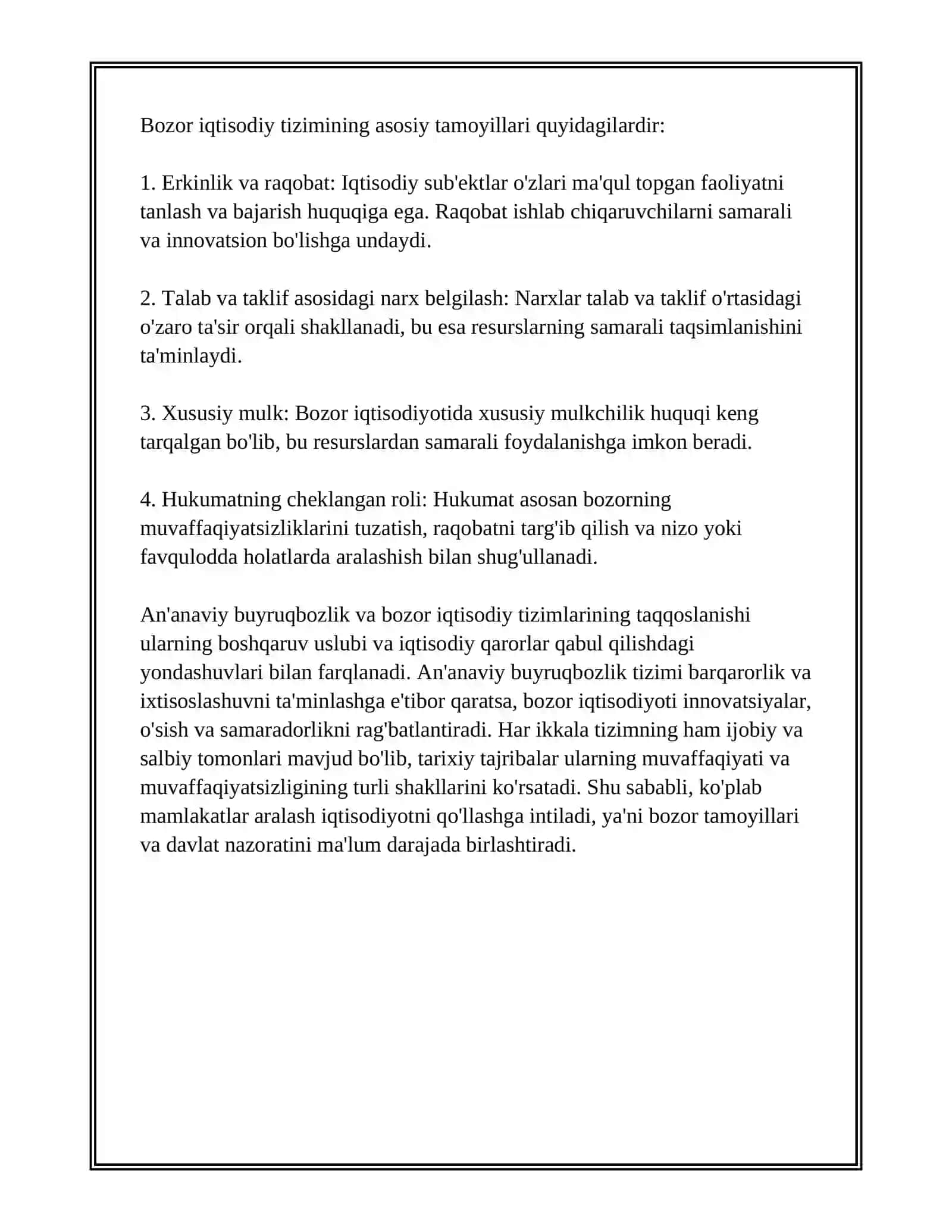 AN'ANAVIY BUYRUQBOZLIK VA BOZOR IQTISODIY TIZIMLARI TAQQOSLANISHI 4