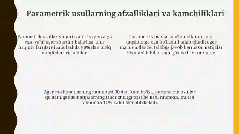 Statistik tadqiqotlar natijasini xisoblashning parametrik usullari 4
