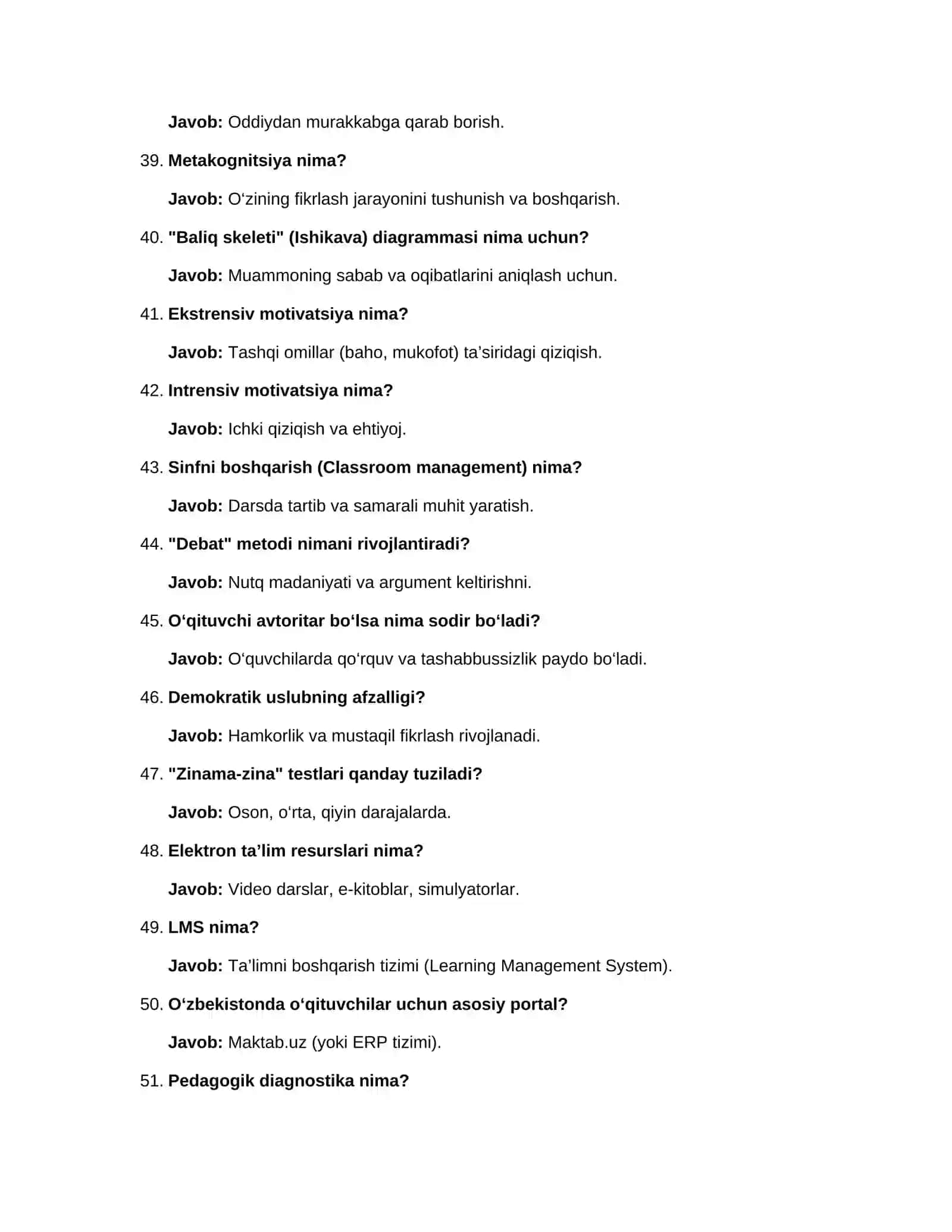 Pedagogik mahorat va psixologiya: 100 ta savol va javob 4