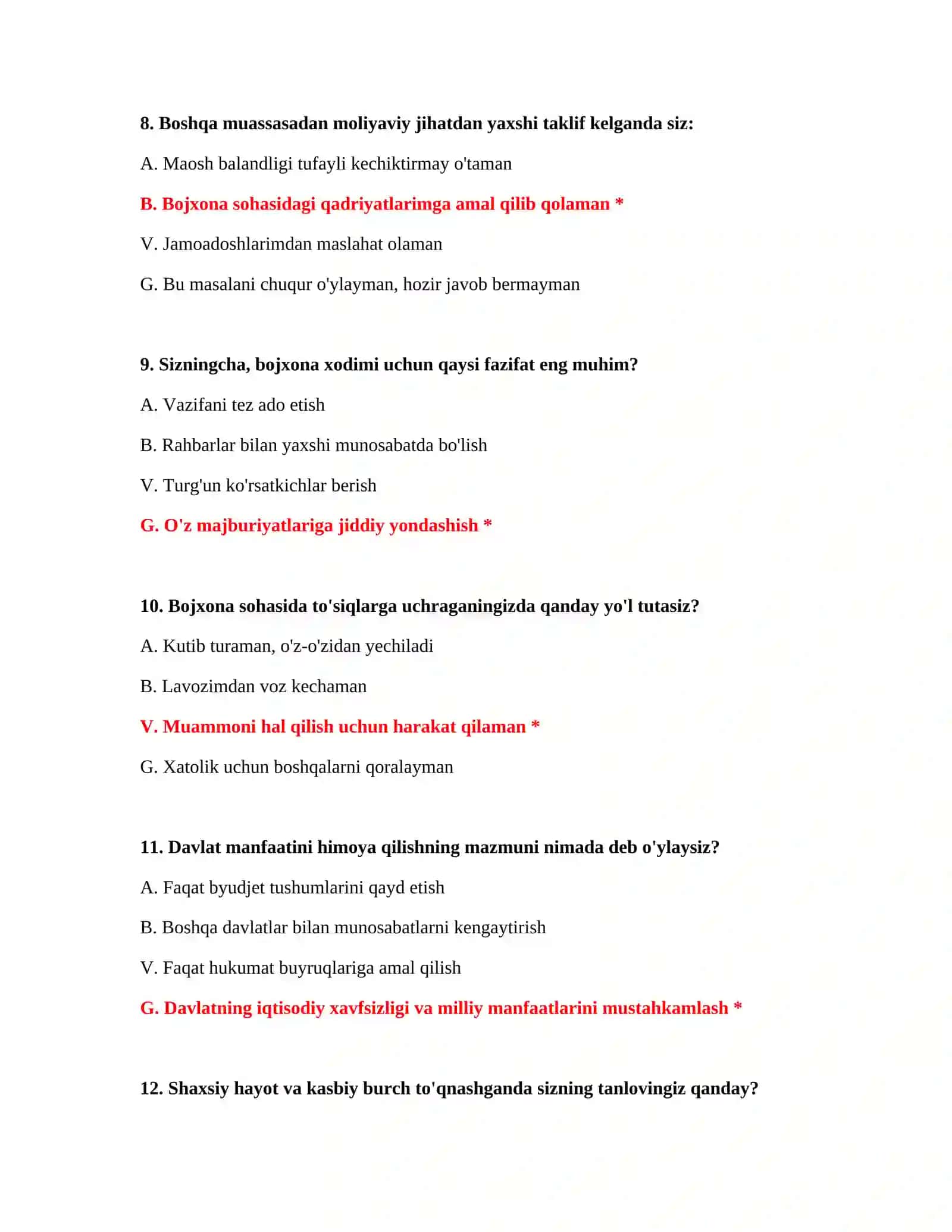 Bojxona imtihoni mantiqiy testlari 4