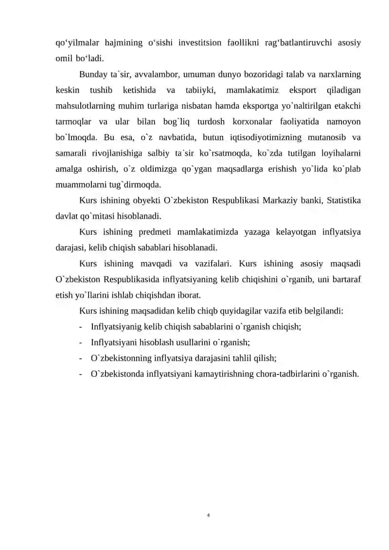 O’zbekiston Respublikasi iqtisodiyotidagi inflyatsiya jarayonlari tahlili 4