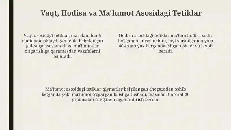 Tetiklar va ularning asosiy turlari 4