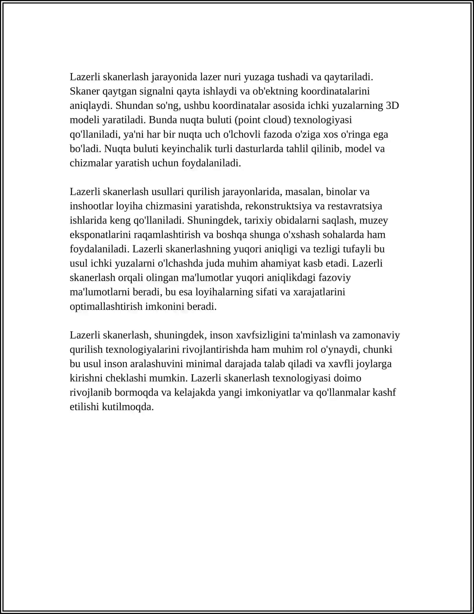 Ichki yuzalarni lazerli skanerlash usullari 4