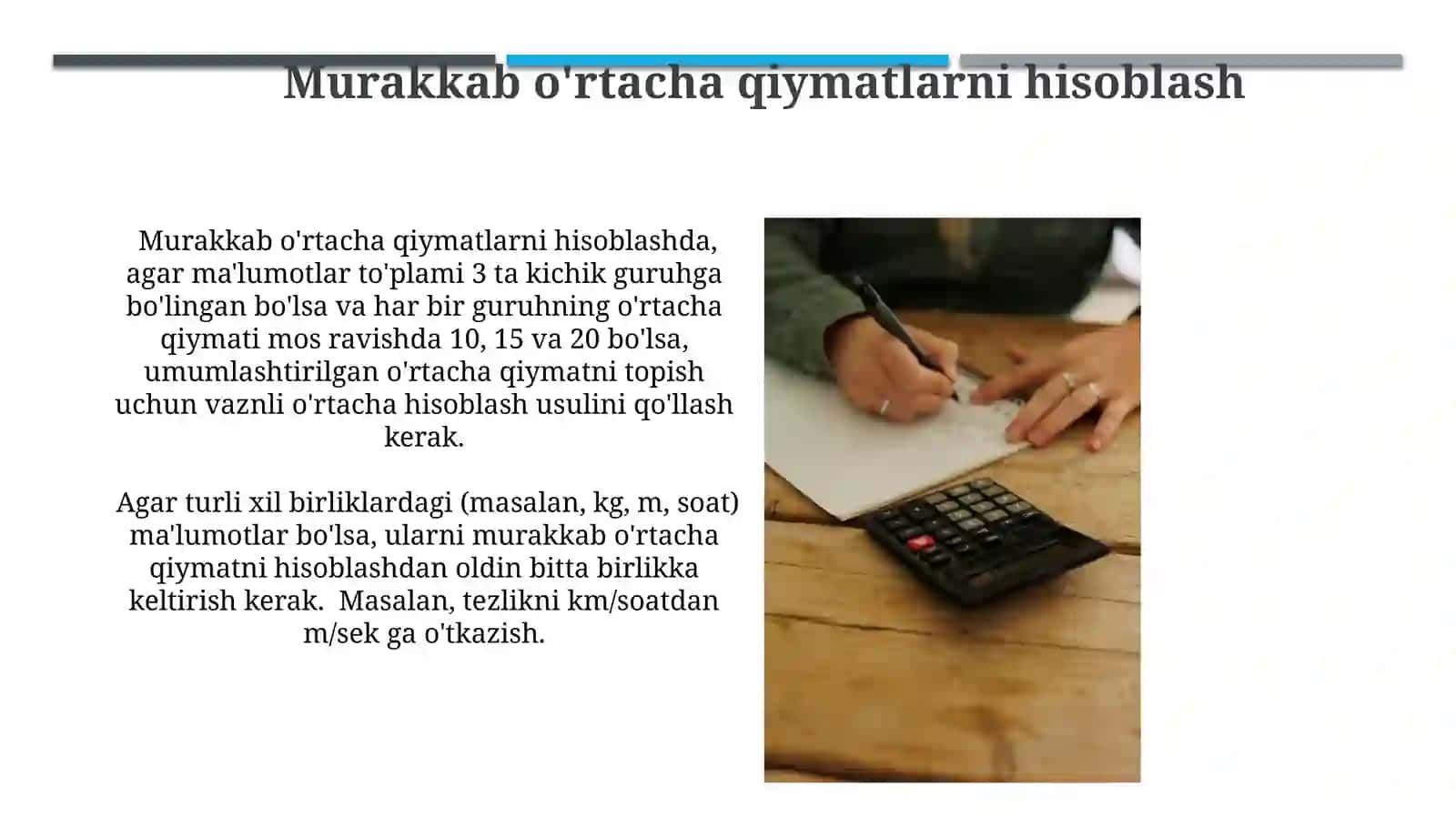 O'rtacha Qiymatlarni Hisoblashda Muammolarni Yechish 4