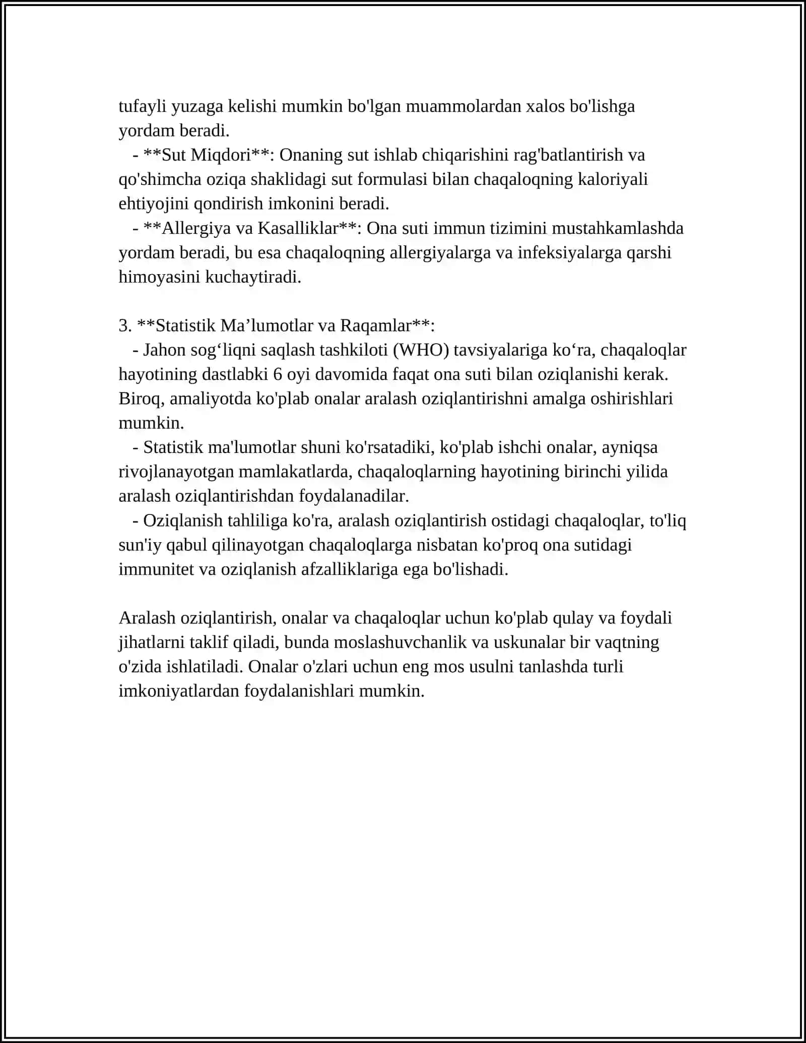 BIR YOSHGACHA BOʻLGAN BOLALARNI ARALASH OZIQLANTIRISH 4