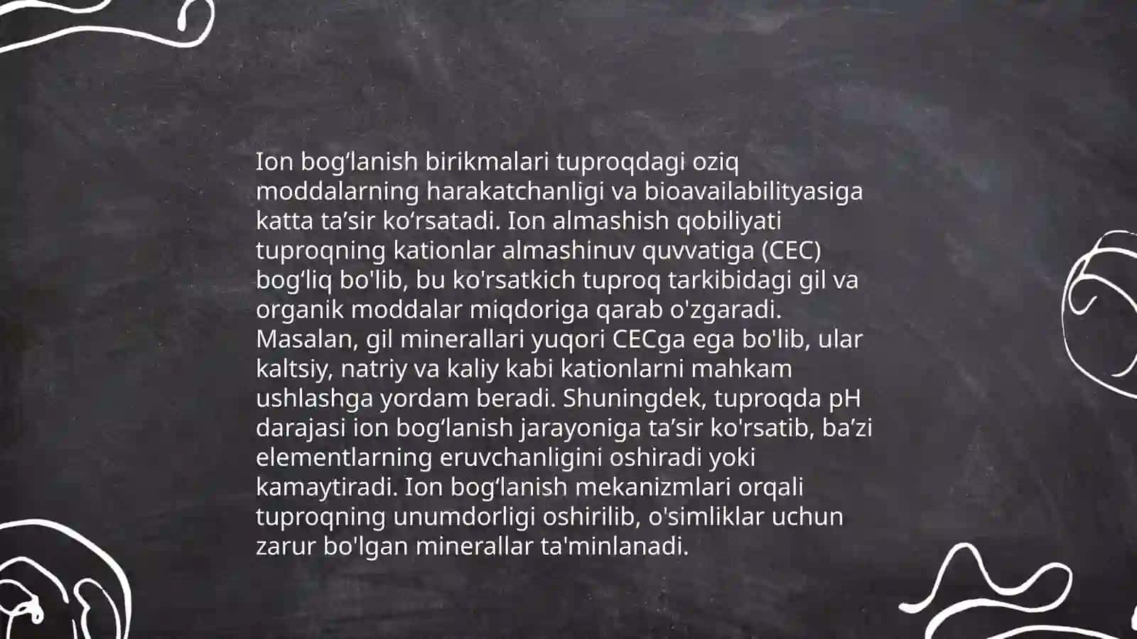 Tuproq suvning ifloslanishi ion bog'lanish birikmalari aniqlash ulardan tozalash g'oyasini ishlab chiqish 4