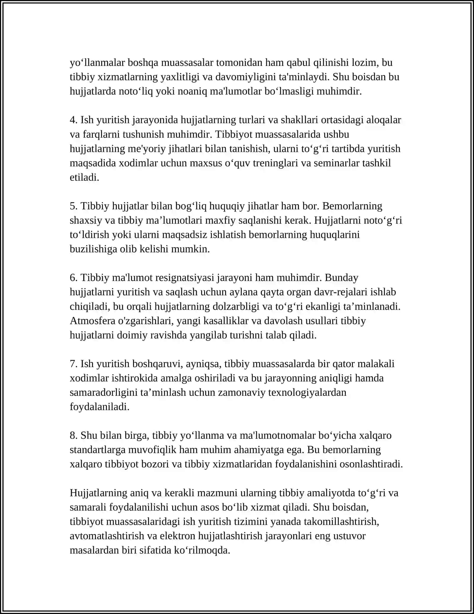 ISH YURITISH ASOSLARI TIBBIY MA'LUMOTNOMA 4