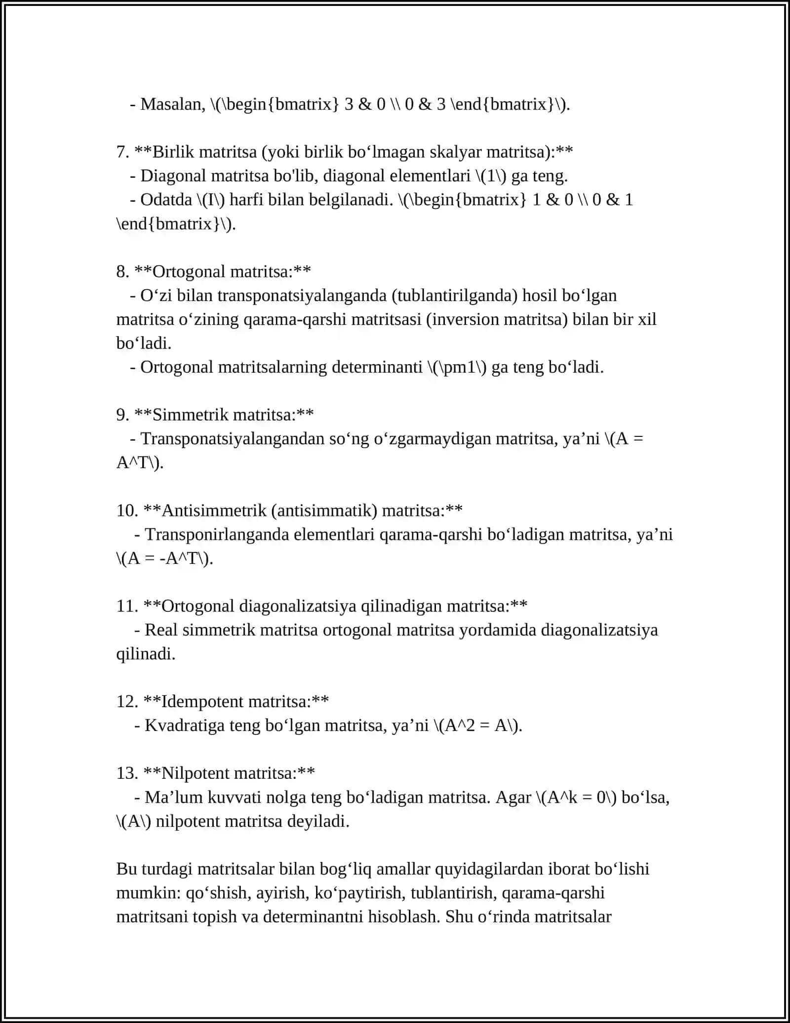 MATRITSALAR VA ULARNING USTIDA AMALLAR 4
