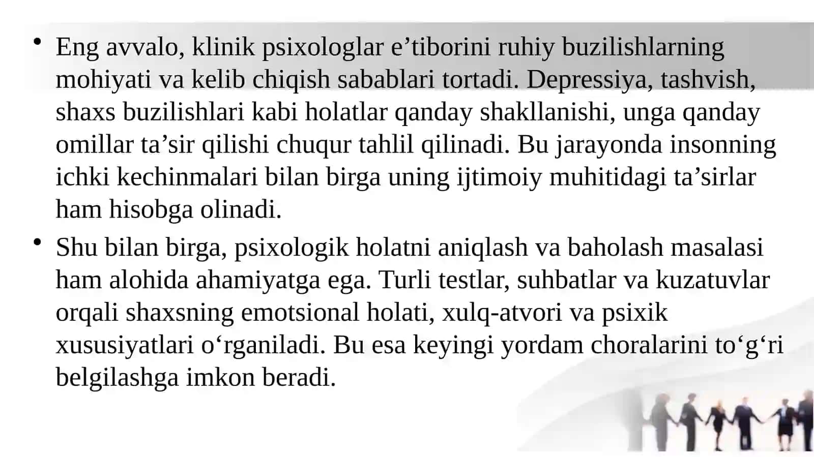 Klinik psixologlarning ilmiy-tekshirish faoliyati sohalari 4
