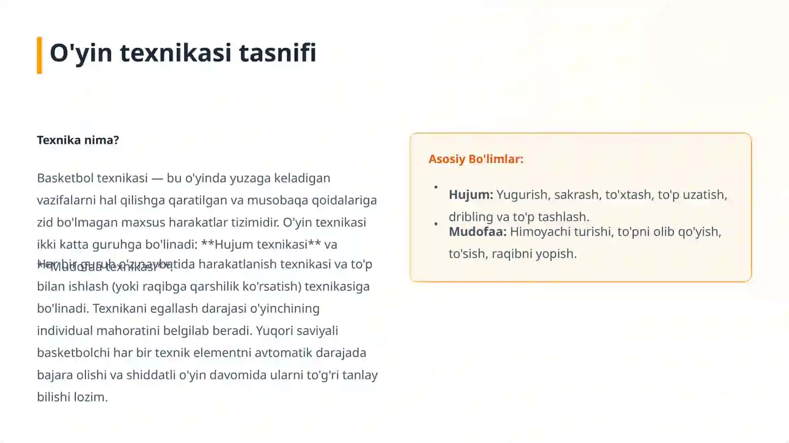 Basketbol O'yin Texnikasi va Taktikasi Tasnifi 4