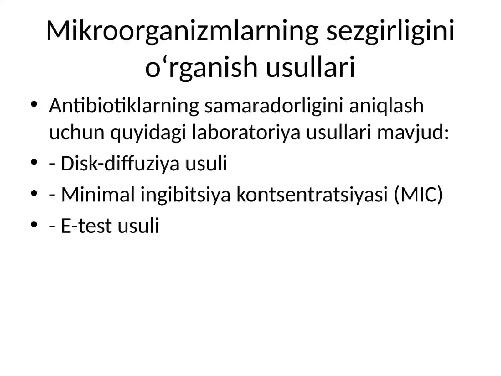 Antibiotiklarga Mikroorganizmlarning Sezgirligini O‘rganish, Salbiy Ta’sirlari va Ularning Oldini Olish 4
