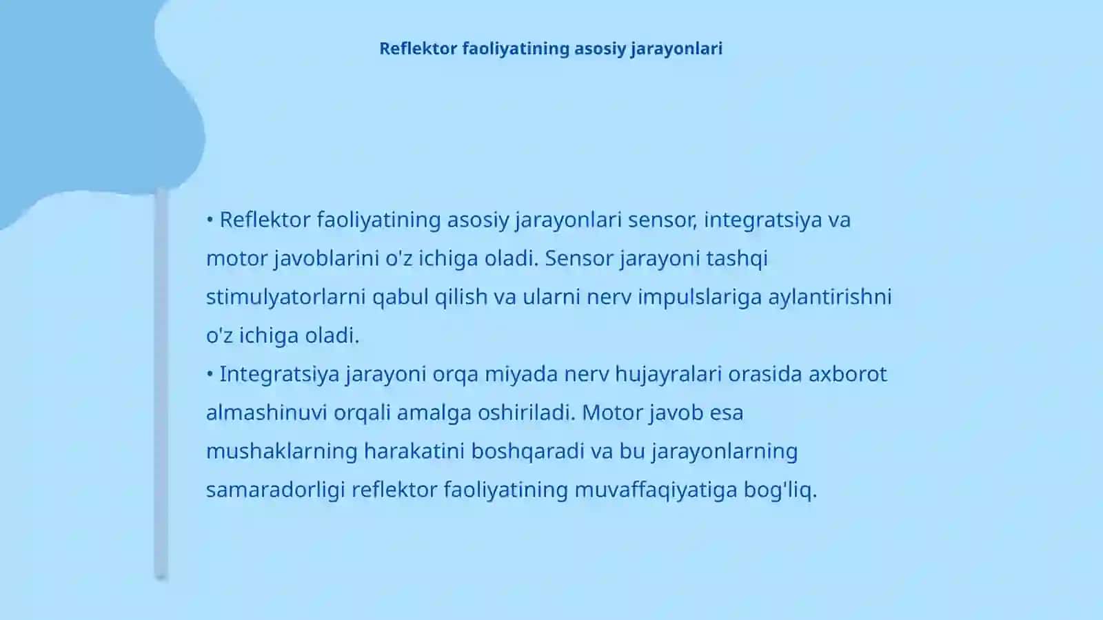 Orqa miyaning reflektor faoliyatini tekshirish Fiziologiya fani 4